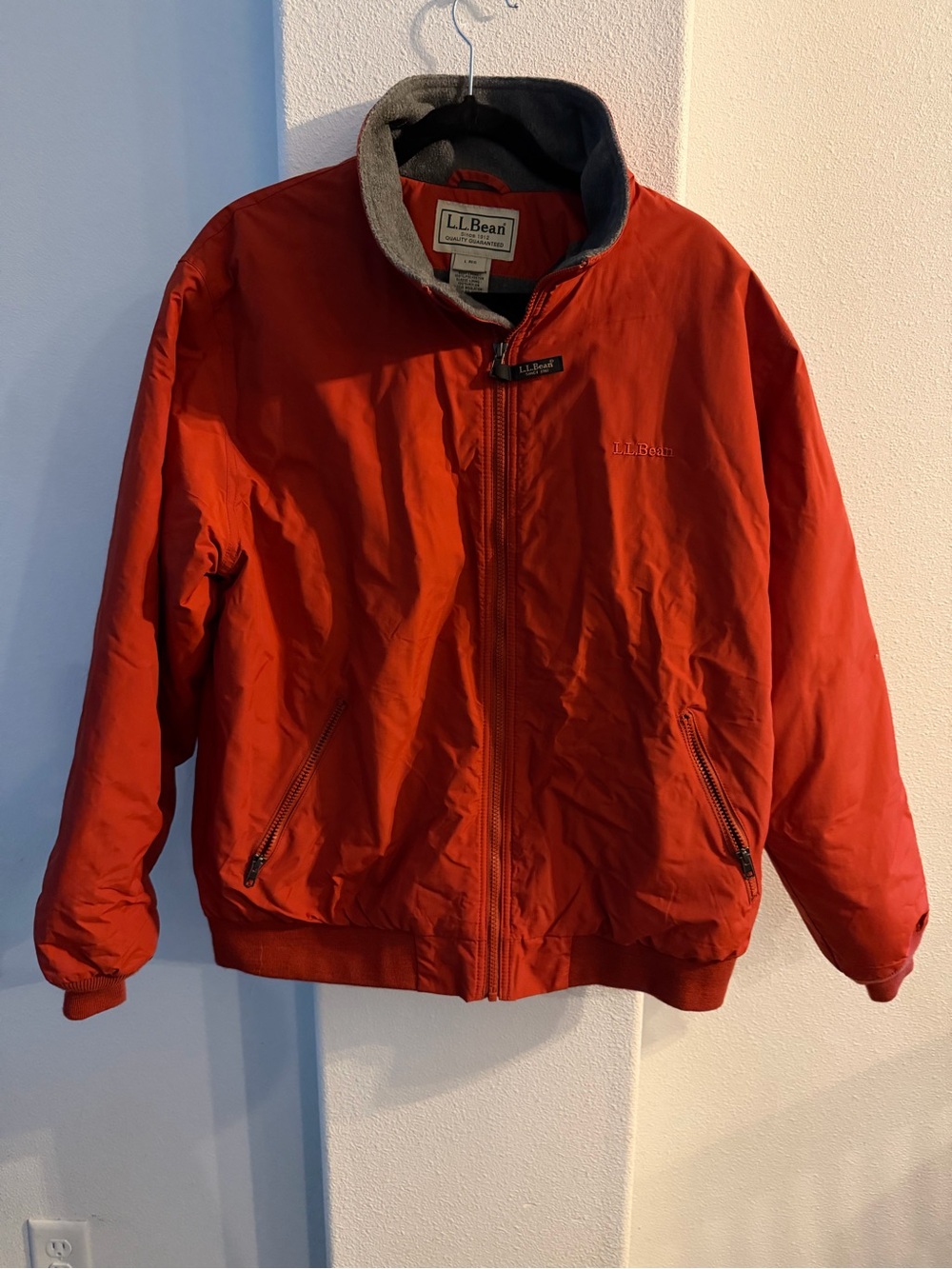 LL Bean Men's L Regular Warm Up Full Zip Fleece Lined Thinsulate Bomber Jacket